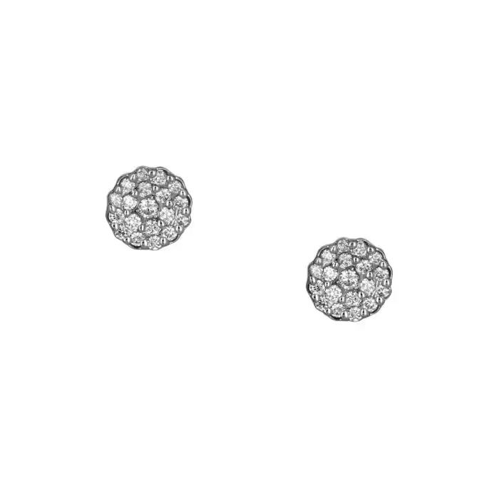 SKU-55613 / Σκουλαρίκια Καρφωτά Λευκόχρυσος Κ18 με Διαμάντια