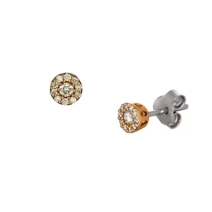 SKU-55615 / Σκουλαρίκια Λευκόχρυσος & Ροζ Χρυσός Κ18 με Διαμάντια