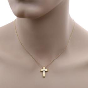 Σταυρός Ανδρικός Χρυσός & Λευκόχρυσος Κ14 με τον Εσταυρωμένο SKU-55006