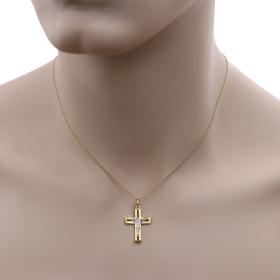 Ανδρικός Σταυρός Λευκόχρυσος & Χρυσός Κ14 με τον Εσταυρωμένο SKU-55010