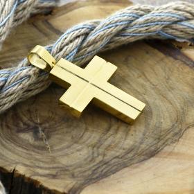 Ανδρικός Σταυρός Βάπτισης Χρυσός Κ14 με Κλασικό Σχεδιασμό SKU-55086