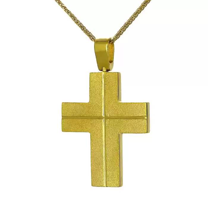 Ανδρικός Σταυρός Βάπτισης Χρυσός Κ14 με Κλασικό Σχεδιασμό SKU-55086