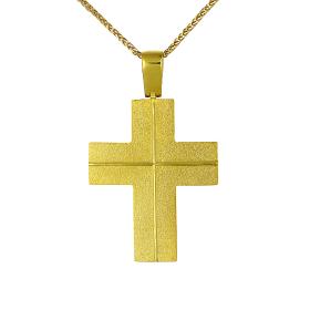 Ανδρικός Σταυρός Βάπτισης Χρυσός Κ14 με Κλασικό Σχεδιασμό SKU-55086