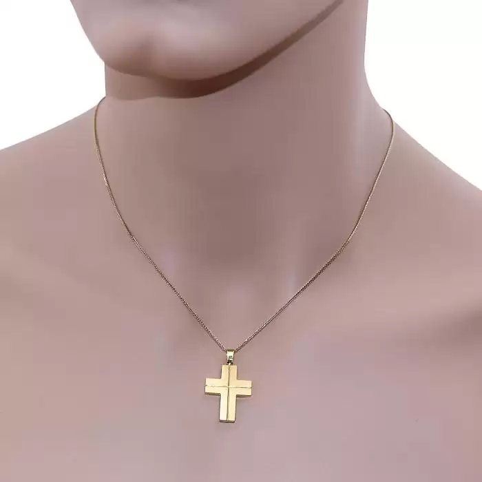 Ανδρικός Σταυρός Βάπτισης Χρυσός Κ14 με Κλασικό Σχεδιασμό SKU-55086