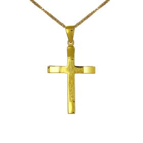 Μοντέρνος Ανδρικός Σταυρός Βάπτισης Χρυσός Κ14 SKU-55090