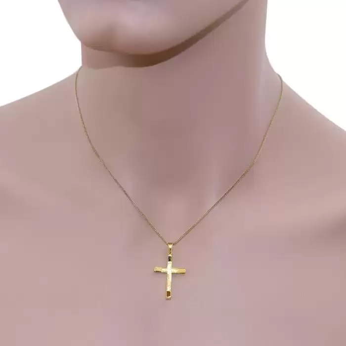 Μοντέρνος Ανδρικός Σταυρός Βάπτισης Χρυσός Κ14 SKU-55090