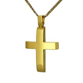 Κλασικός Ανδρικός Σταυρός Χρυσός Κ14 με Λουστρέ Φινίρισμα SKU-55093