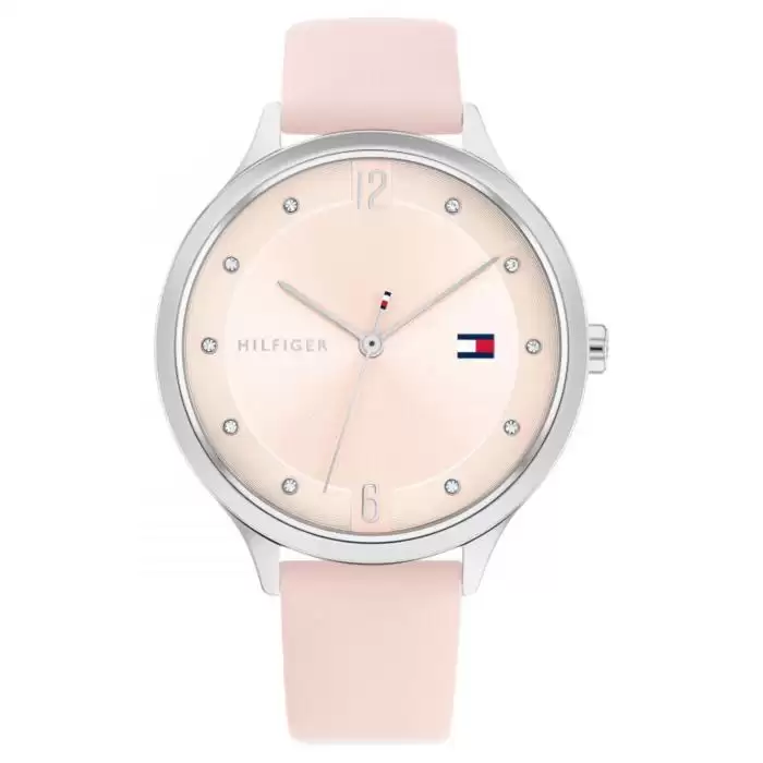 Ρολόι Γυναικείο TOMMY HILFIGER Grace με Κρύσταλλα & Ρόζ Δερμάτινο Λουράκι | 1782429 SKU-55268