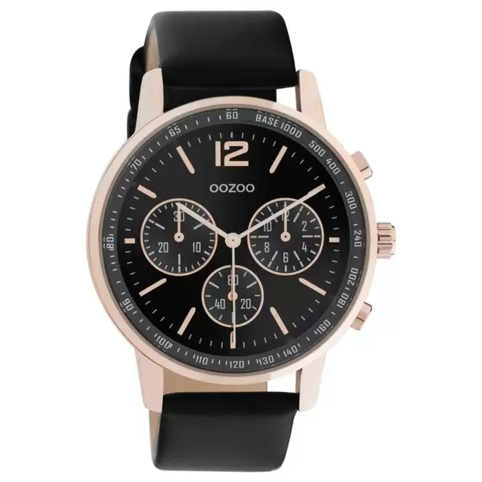 Ρολόι OOZOO Vintage με Μαύρο Δερμάτινο Λουράκι | C10814 SKU-55018