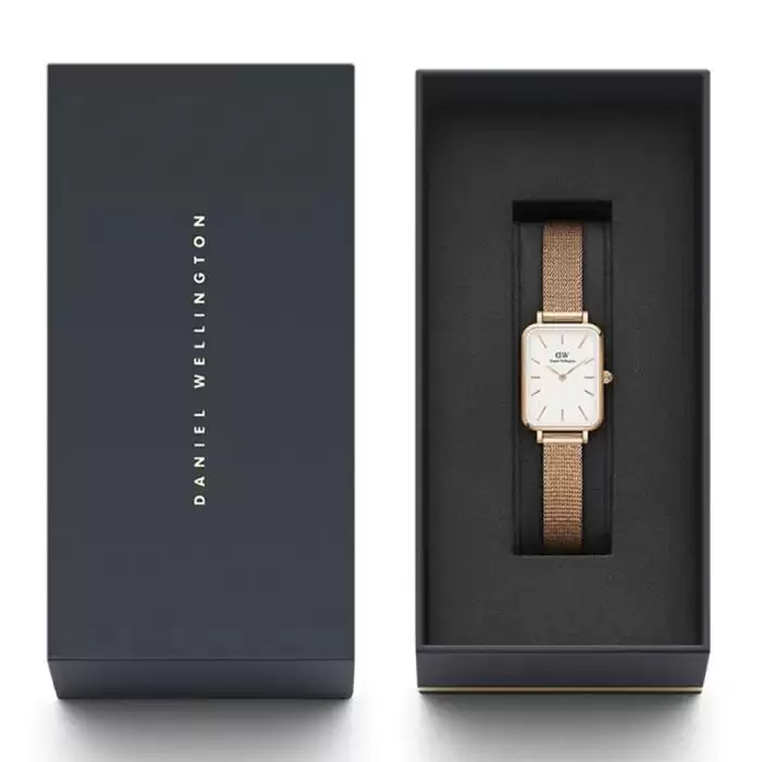 Γυναικείο Ρολόι DANIEL WELLINGTON Quadro Pressed Melrose με Ρόζ Χρυσό Μπρασελέ από Ανοξείδωτο Ατσάλι | DW00100431 SKU-56307
