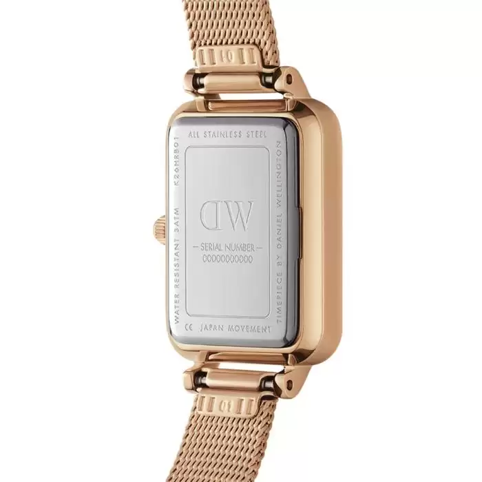 Γυναικείο Ρολόι DANIEL WELLINGTON Quadro Pressed Melrose με Ρόζ Χρυσό Μπρασελέ από Ανοξείδωτο Ατσάλι | DW00100431 SKU-56307