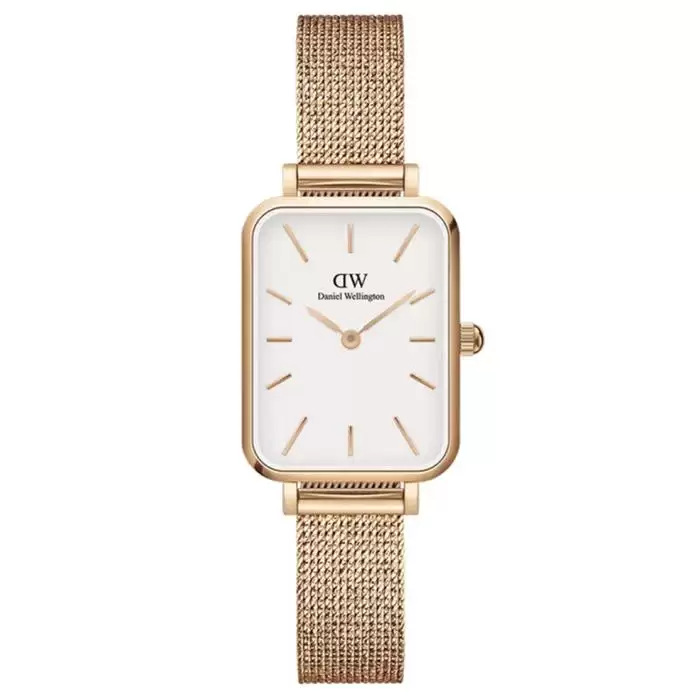 Γυναικείο Ρολόι DANIEL WELLINGTON Quadro Pressed Melrose με Ρόζ Χρυσό Μπρασελέ από Ανοξείδωτο Ατσάλι | DW00100431 SKU-56307