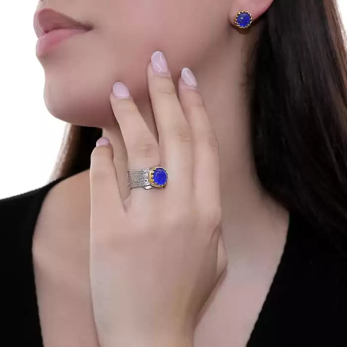Δαχτυλίδι Ασήμι 925° με Lapis Lazuli Doublet SKU-56006