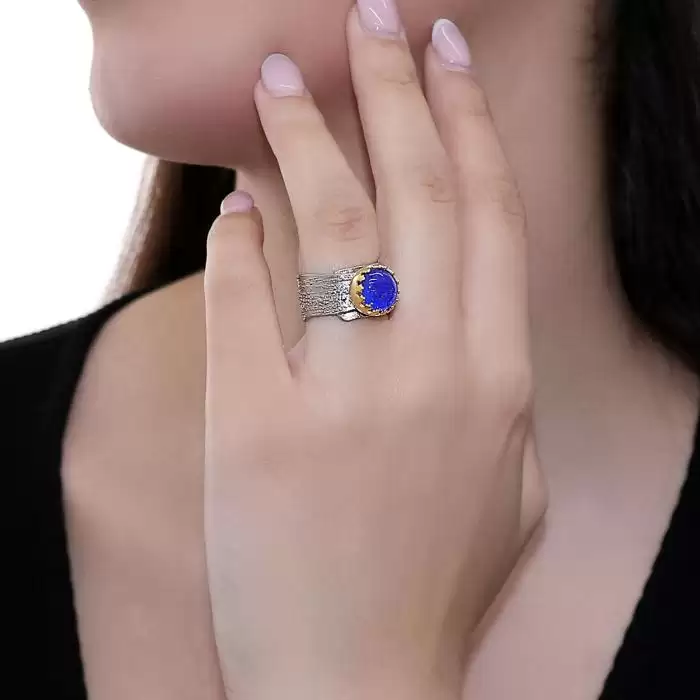 Δαχτυλίδι Ασήμι 925° με Lapis Lazuli Doublet