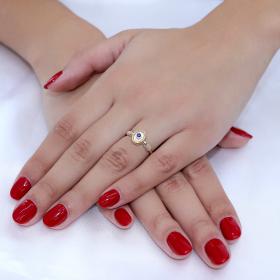 Δαχτυλίδι Βυζαντινό Στυλ Χρυσός Κ14 με Μπλε Ζιργκόν SKU-56868