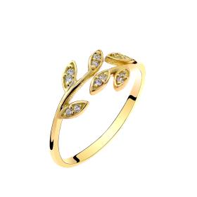 Δαχτυλίδι Φύλλα Χρυσός Κ14 με Λευκά Ζιργκόν SKU-56825