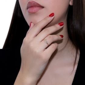 Δαχτυλίδι Φύλλα Χρυσός Κ14 με Λευκά Ζιργκόν SKU-56825