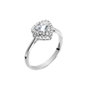 Δαχτυλίδι Λευκόχρυσος Κ18 με Trillion Cut Topaz& Διαμάντια SKU-56696