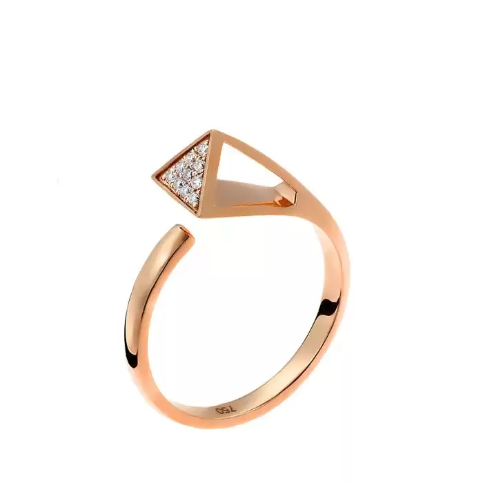 SKU-56731 / Δαχτυλίδι Ροζ Χρυσός Κ18 με Διαμάντια