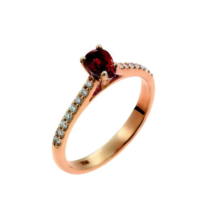 SKU-56780 / Δαχτυλίδι Ροζ Χρυσός Κ18 με Ρουμπίνι & Διαμάντια