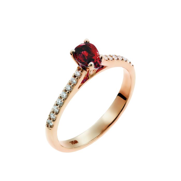 Δαχτυλίδι Ροζ Χρυσός Κ18 με Ρουμπίνι & Διαμάντια SKU-56780
