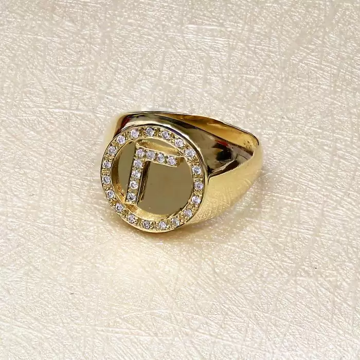 Δαχτυλίδι Σεβαλιέ Μονόγραμμα Χρυσός Κ14 με Διαμάντια