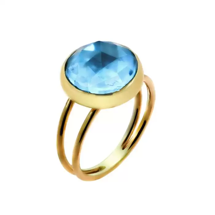 SKU-56513 / Δαχτυλίδι Χρυσός Κ14 με Swiss Blue Topaz