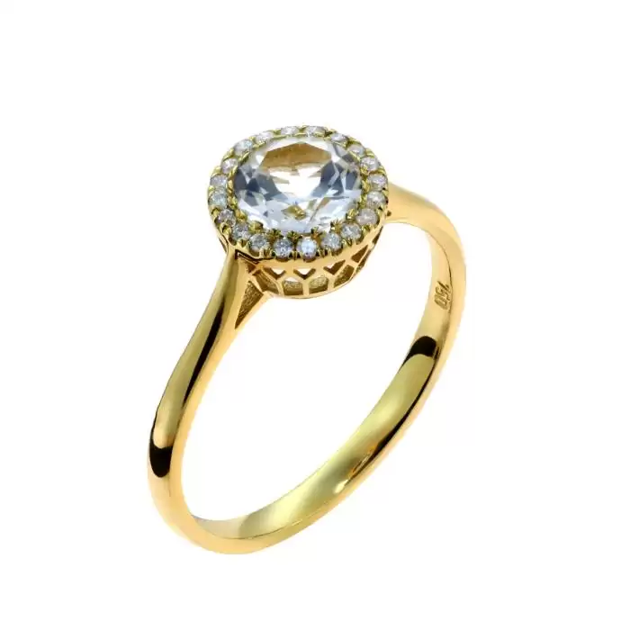 SKU-56690 / Δαχτυλίδι Χρυσός Κ18 με Τοπάζι & Διαμάντια