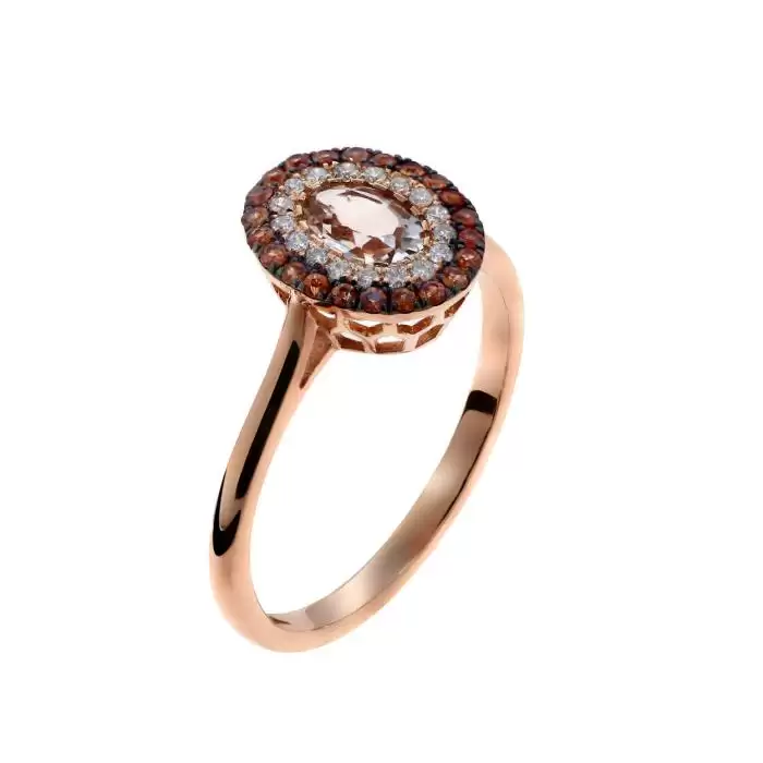 SKU-56694 / Δαχτυλίδι Ροζ Χρυσός Κ18 με Μοργκανίτη, Πορτοκαλί Ζαφείρια & Διαμάντια
