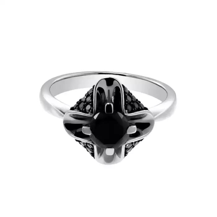 SKU-56774 / Δαχτυλίδι Λευκόχρυσος Κ18 με Μαύρα Διαμάντια