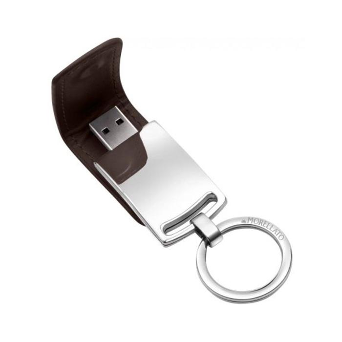 Κλειδοθήκη Morellato USB από Ανοξείδωτο Ατσάλι & Καφέ Δέρμα