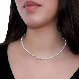 Κολιέ Λευκόχρυσος Κ14 με Μαργαριτάρια & Ζιργκόν SKU-56805