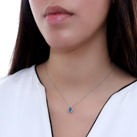 Κολιέ Λευκόχρυσος Κ18 με London Blue Topaz & Διαμάντια SKU-56749