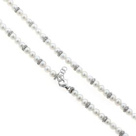 Κολιέ Λευκόχρυσος Κ14 με Μαργαριτάρια & Ζιργκόν SKU-56805