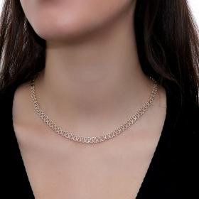 Γυναικείο Κολιέ Χρυσός Κ14 με Λευκά Ζιργκόν SKU-56840