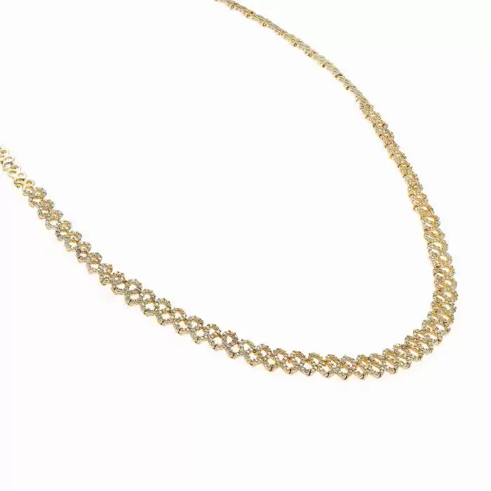 Γυναικείο Κολιέ Χρυσός Κ14 με Λευκά Ζιργκόν SKU-56840