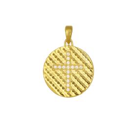 Κωνσταντινάτο Φυλαχτό Διπλής Όψεως Χρυσός Κ9 με Ζιργκόν SKU-56614