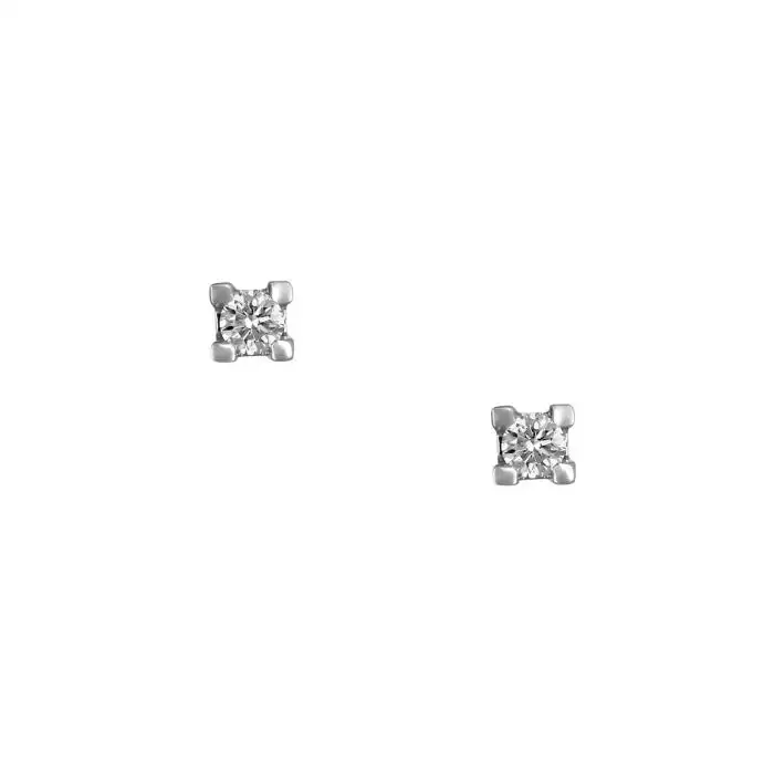 SKU-56572 / Σκουλαρίκια Καρφωτά Λευκόχρυσος Κ18 με Διαμάντι