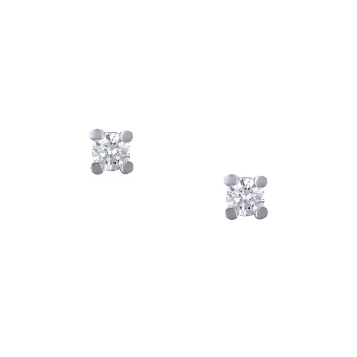 SKU-56575 / Σκουλαρίκια Καρφωτά Λευκόχρυσος Κ18 με Διαμάντι
