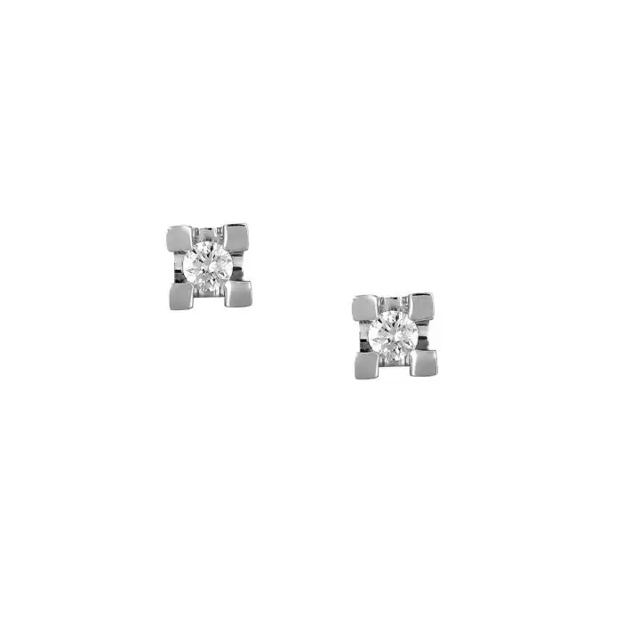 SKU-56570 / Σκουλαρίκια Μονόπετρα Λευκόχρυσος Κ18 με Διαμάντι