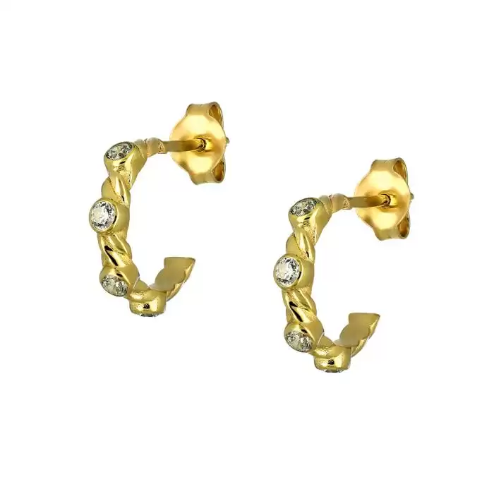 SKU-56848 / Σκουλαρίκια Κρίκοι Χρυσός Κ9 με Ζιργκόν