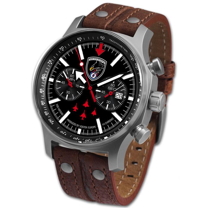 SKU-56739 / VOSTOK EUROPE Hellenic Tactical Air Force Command Special Project Brown Leather Strap