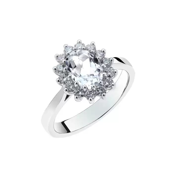 SKU-57260 / Δαχτυλίδι Λευκόχρυσος Κ18 με Τοπάζι & Διαμάντια