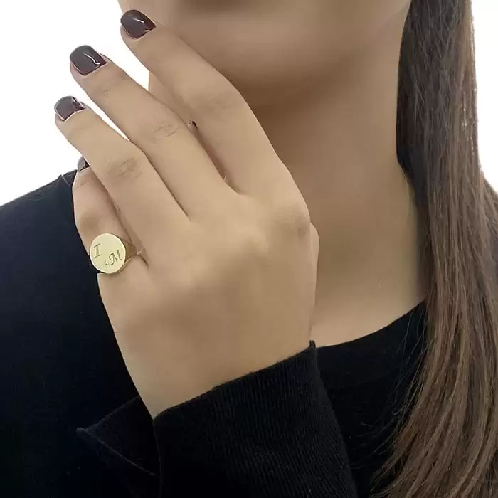SKU-57378 / Δαχτυλίδι Σεβαλιέ Μονογράμματα Χρυσός Κ9 με Διαμάντι