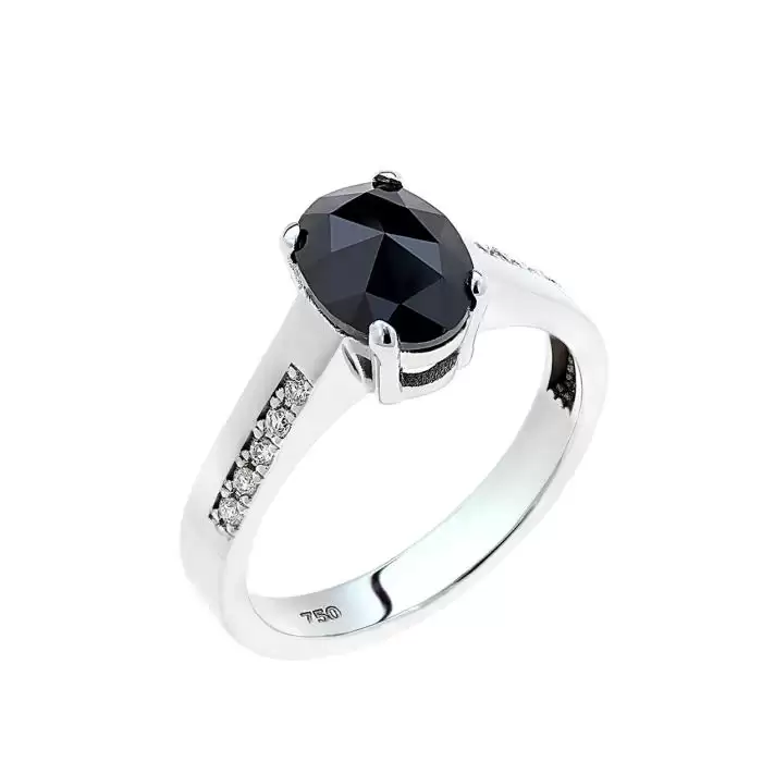 SKU-57112 / Δαχτυλίδι Λευκόχρυσος Κ18 με Μαύρο Διαμάντι & Λευκά Διαμάντια