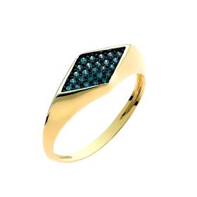 Δαχτυλίδι Χρυσός Κ9 με Γαλάζια Ζιργκόν SKU-57669