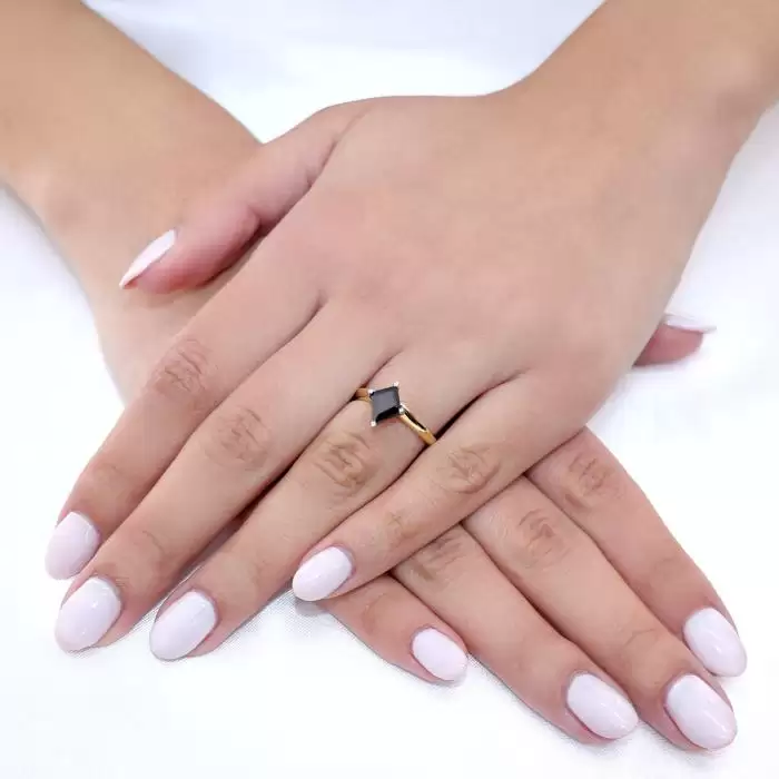 Δαχτυλίδι Λευκόχρυσος & Χρυσός Κ18 με Μαύρο Διαμάντι