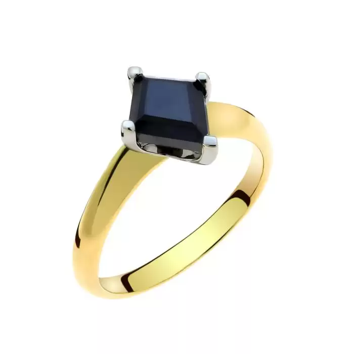 SKU-57890 / Δαχτυλίδι Λευκόχρυσος & Χρυσός Κ18 με Μαύρο Διαμάντι