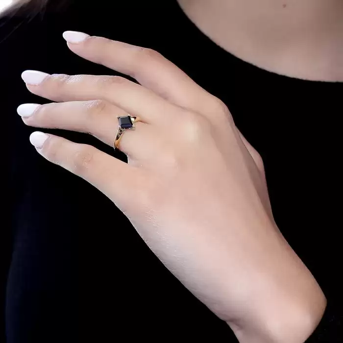 SKU-57890 / Δαχτυλίδι Λευκόχρυσος & Χρυσός Κ18 με Μαύρο Διαμάντι