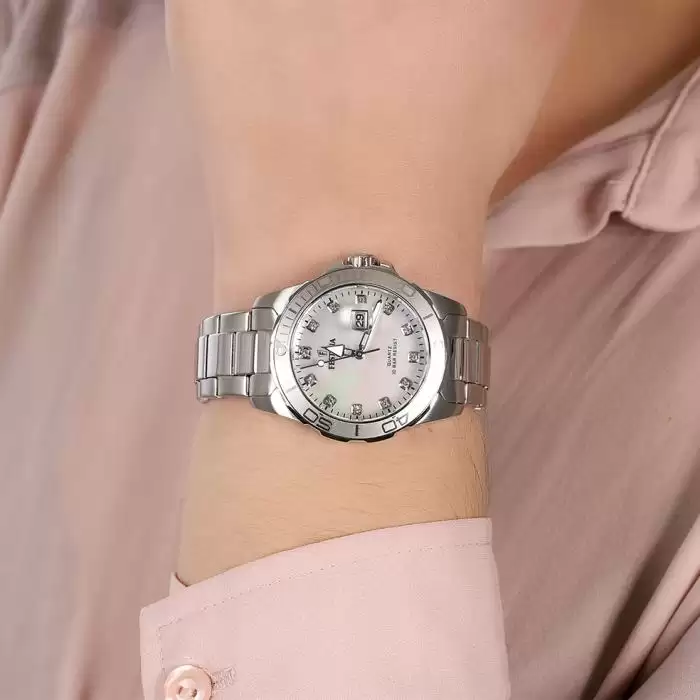 SKU-57442 / FESTINA Nacre Boyfriend Crystals Silver Stainless Steel Bracelet